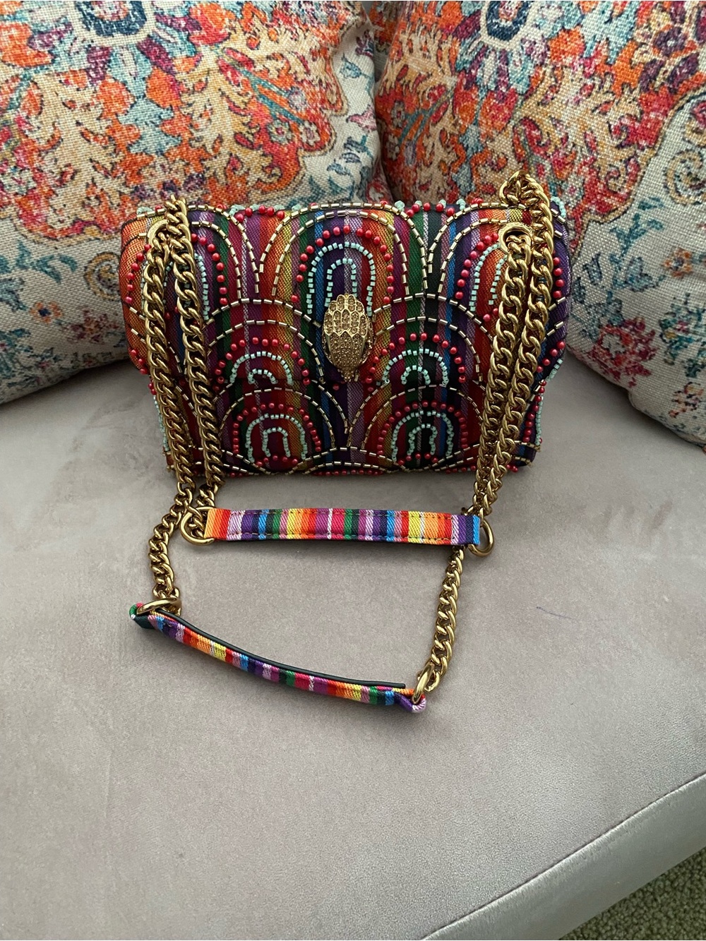 Kurt Geiger Multicolor Beaded Chain Shoulder Bag - Picture 2 of 9